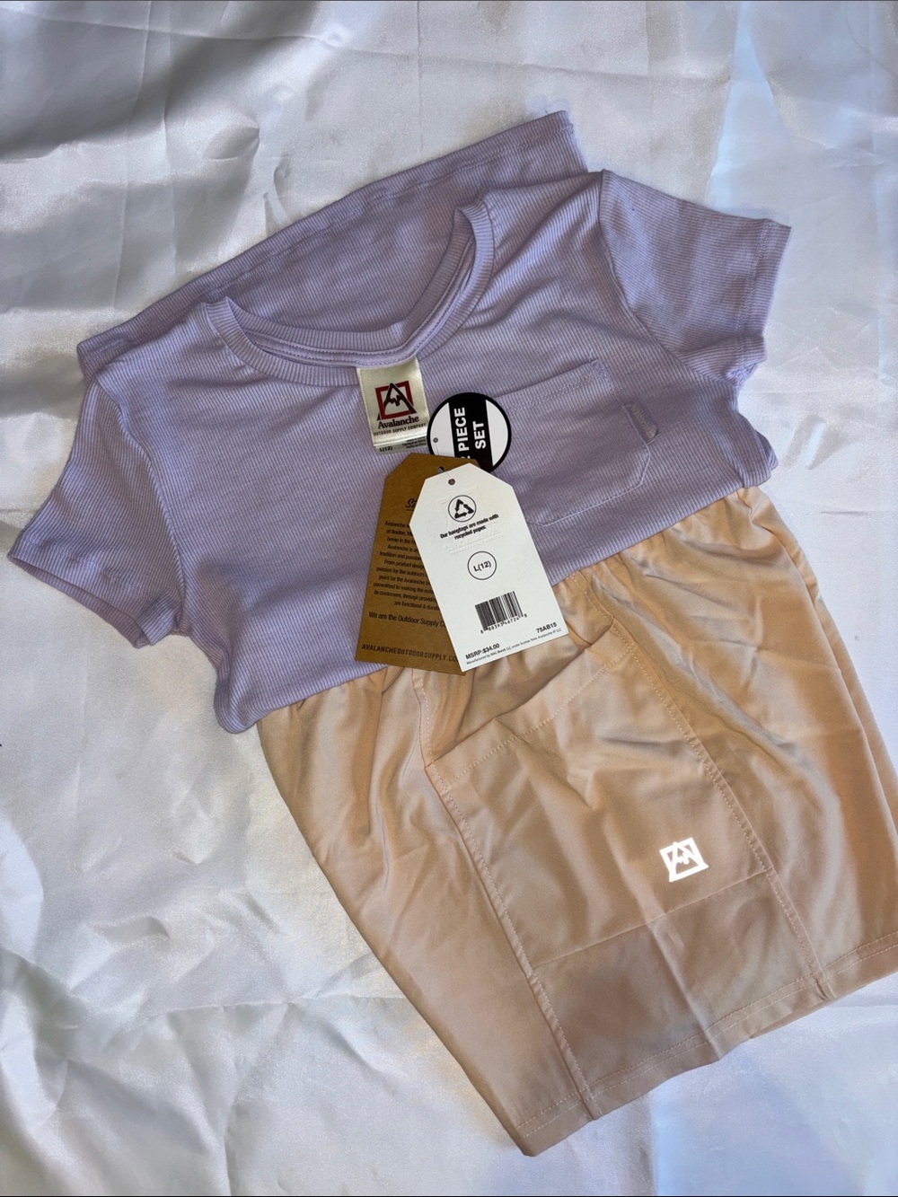 Avalanche Lilac Crop Top and Beige Skirt Two-Piece Set